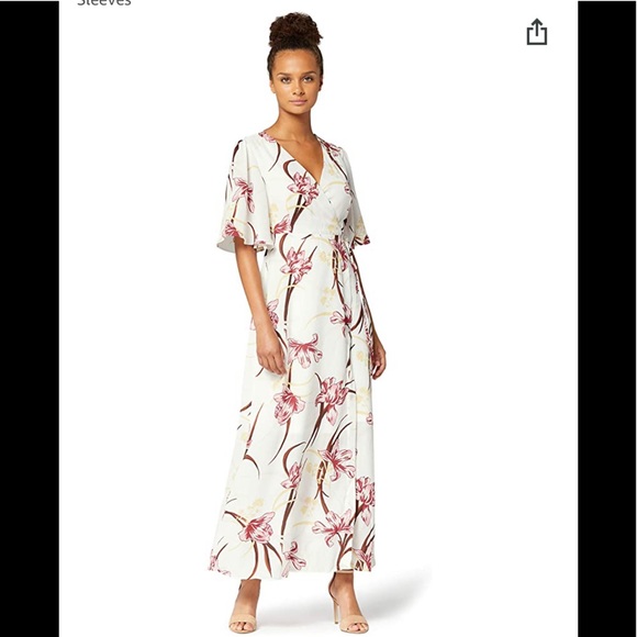 TRUTH & FABLE Maxi Chiffon Wrap Dress/Bell Sleeves - Picture 1 of 6